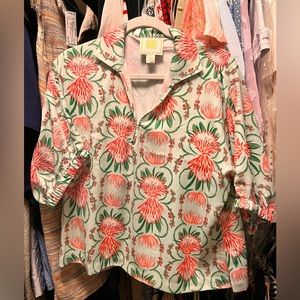 EMILY MCCARTHY FLORAL PRINTED BRAIDED ROPE blouse tunic size S